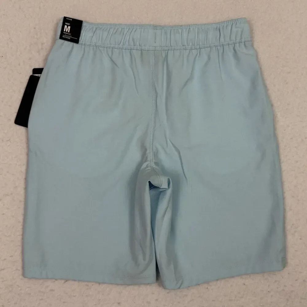 Hurley Board Shorts Boys Size Medium 10-12  Light Blue Elastic Waist 8” Inseam